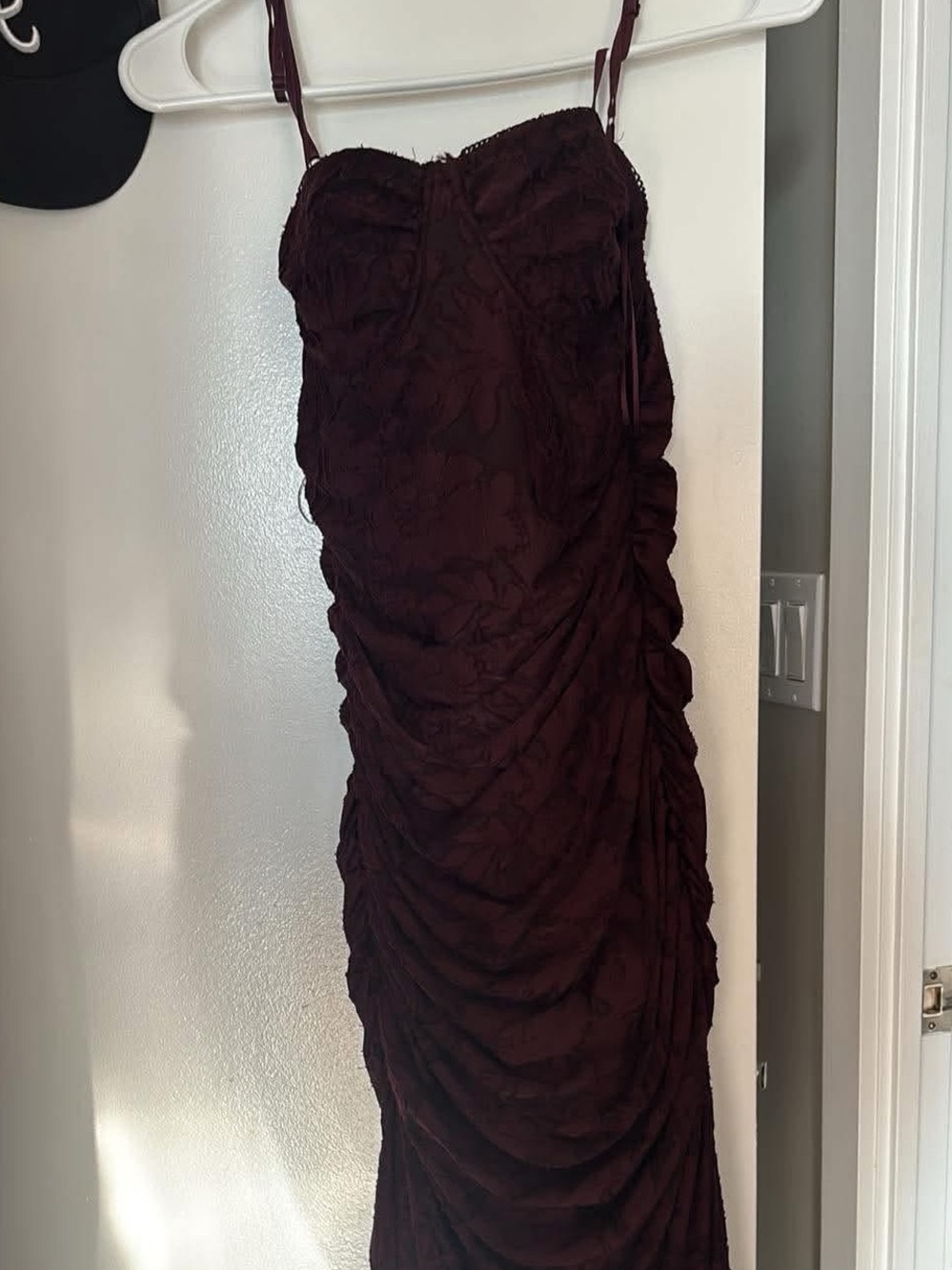Dynamite Ruched Wine Maxi Dress